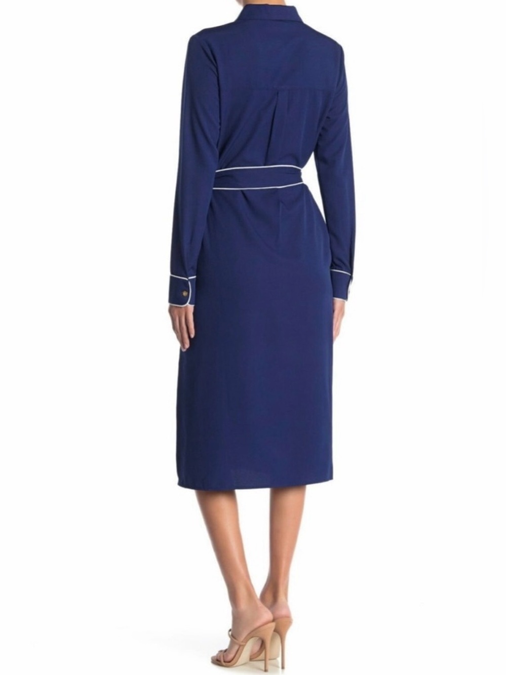 Pink Tartan Navy Dress with White Piping - Picture 2 of 8
